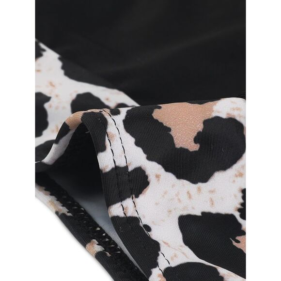 Plus Size Leopard High Waisted Two Piece Bathing Suits Black - Picture 5 of 6